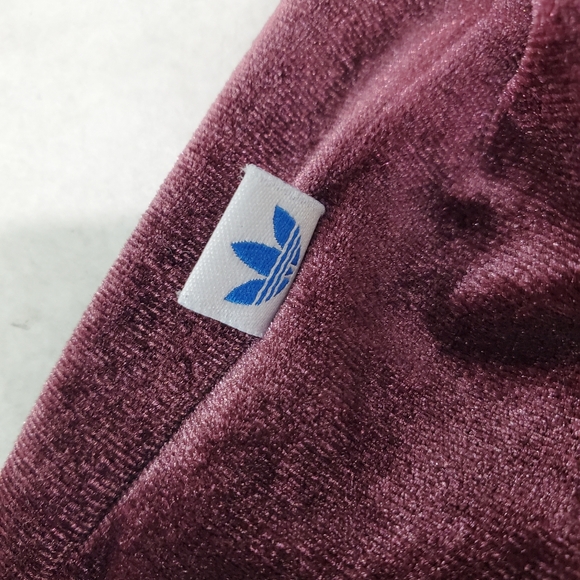 Adidas Velour Firebird Trefoil Track Jacket Maroon Gold Pockets Medium Y2K - Picture 15 of 17
